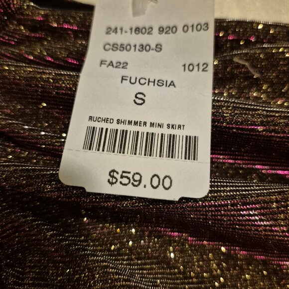 Brand New Metallic Fuchsia Ruched Skirt - Picture 3 of 3